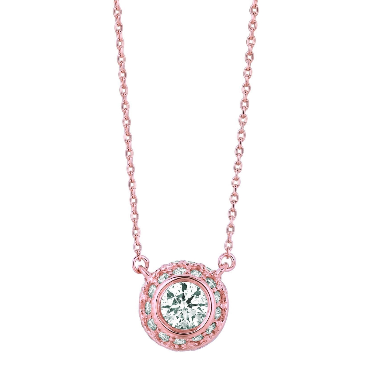 Glitter 1 CT Diamond Pendant Necklace - 14K Pink
