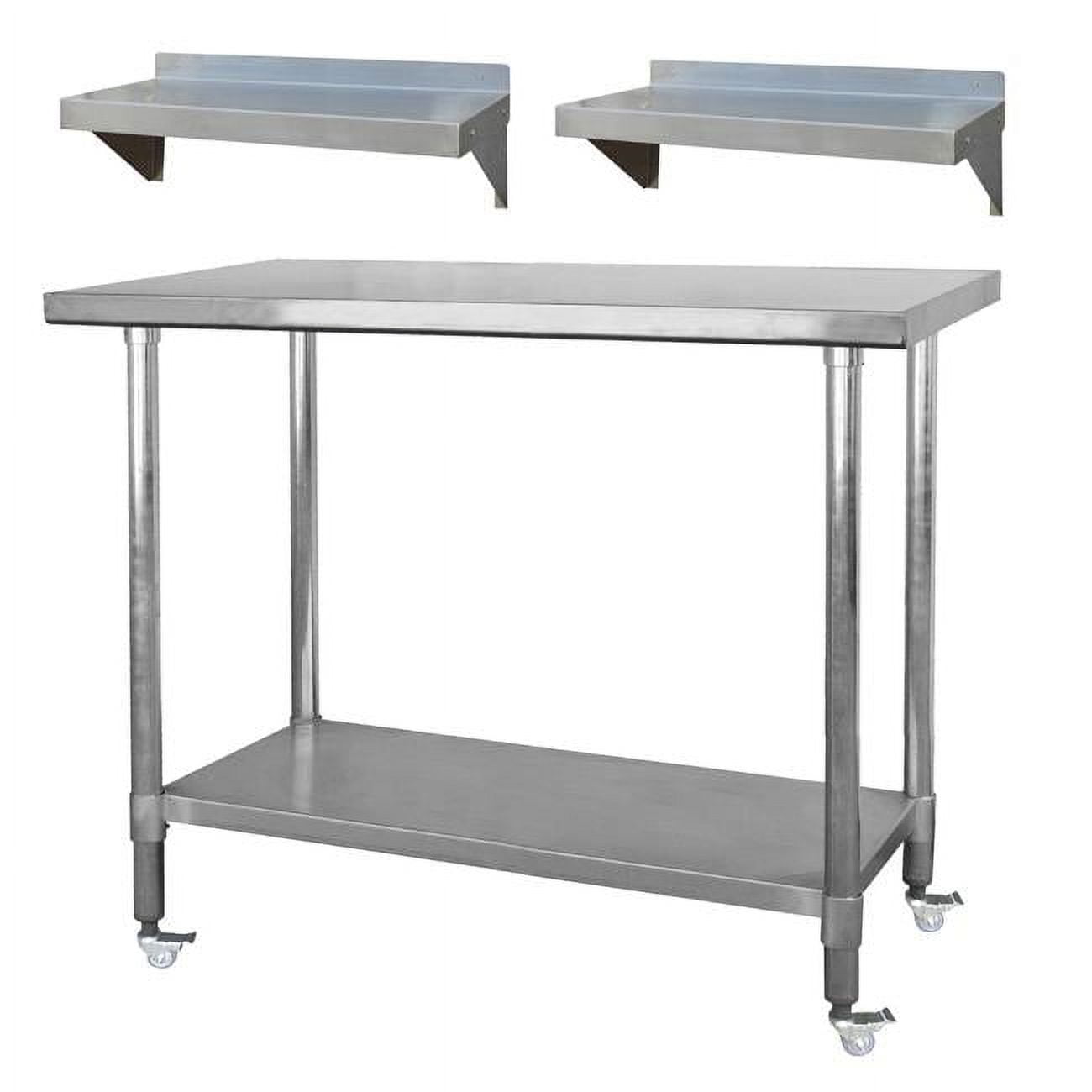 BOOK PUBLISHING COMPANY 48 in. Stainless Steel Work Station with Workbench Table & Casters - Silver