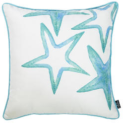 Gfancy Fixtures White Blue Marine Stars Printed Decorative Throw Pillow Cover - 18 x 18 in.