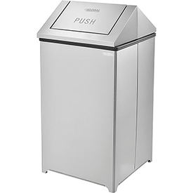 Designed to Furnish Stainless Steel Swing Top Receptacle - 40 gal
