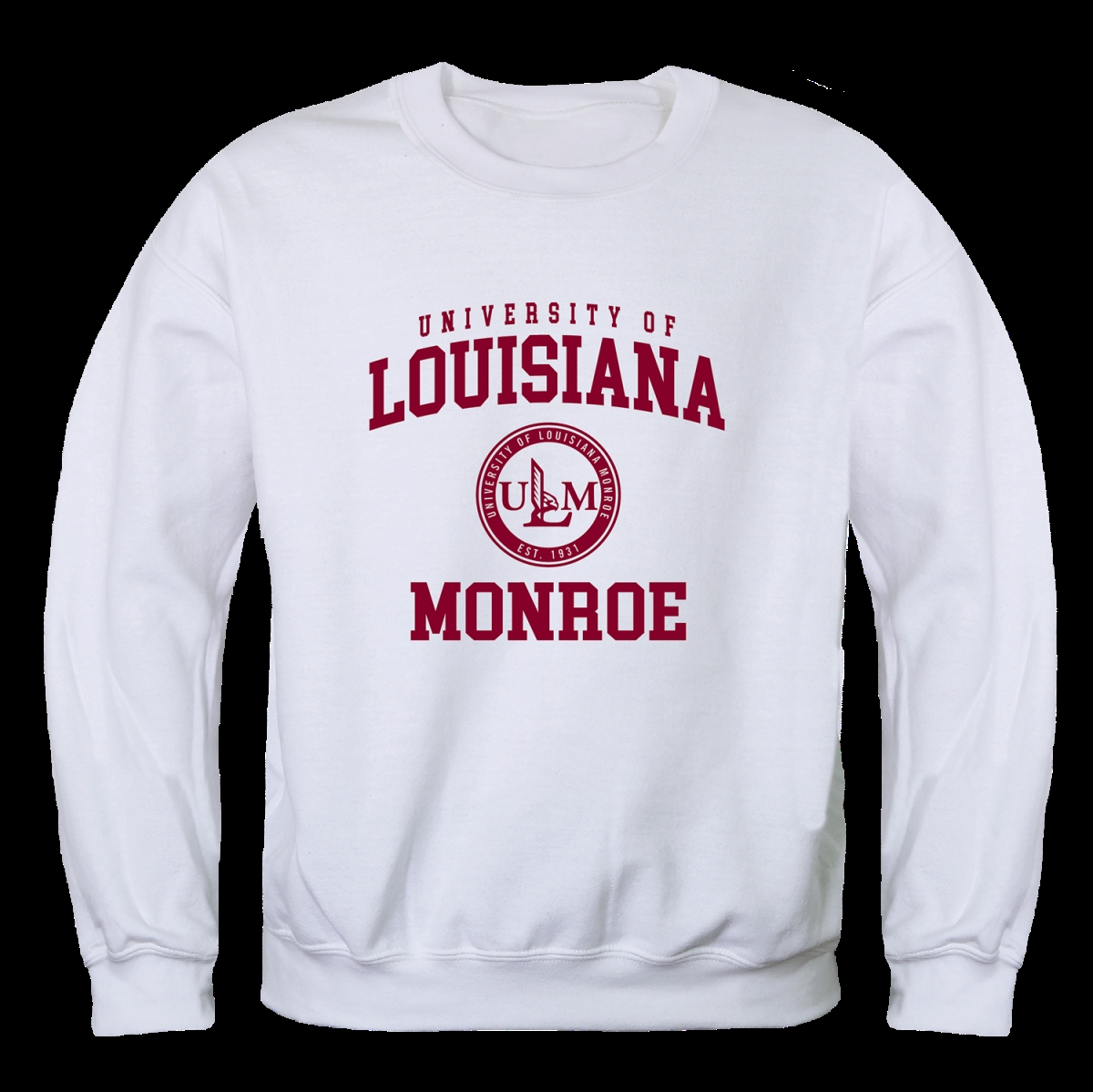 FinalFan University of Louisiana Monroe Warhawks Seal Crewneck Sweatshirt&#44; White - 2XL