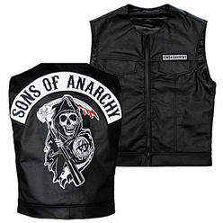CoolCollectibles Sons of Anarchy Officially Licensed Biker Vest with Reaper Patch&#44; Black - 2XL Ladies Size