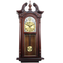 Clock King 38 in. Clock Collection Grand Antique Chiming Wall Clock with Roman Numerals - Cherry Oak Finish