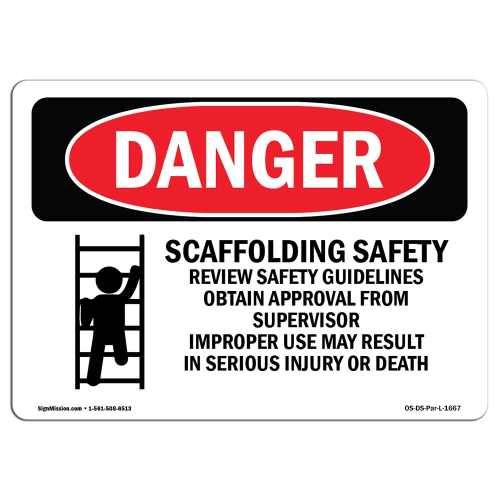 Amistad 12 x 18 in. OSHA Danger Sign - Scaffolding Safety Review Guidelines