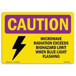 Amistad 12 x 18 in. OSHA Caution Radiation Sign - Microwave Radiation Blue Light