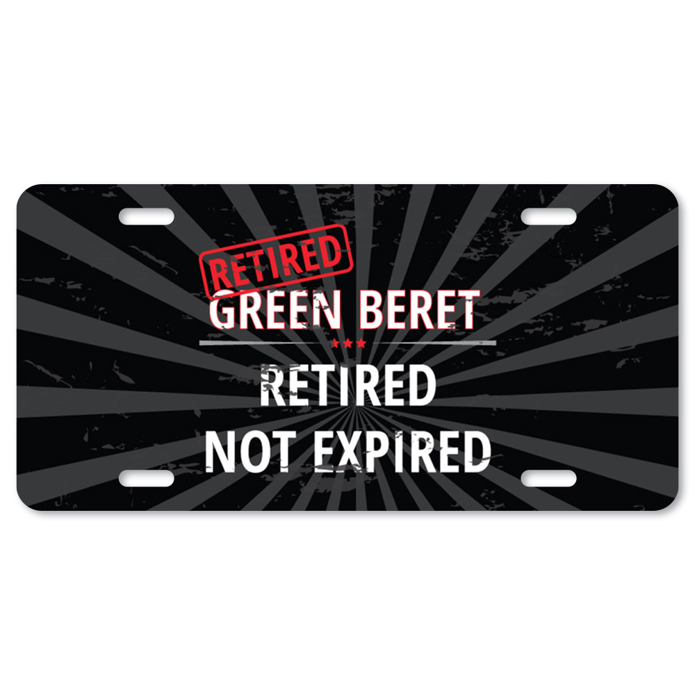 Amistad 12 x 6 in. Retired Green Beret Aluminum License Plate