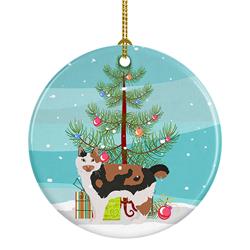 PartyPros 2.8 x 2.8 in. Unisex Cymric No.2 Cat Merry Christmas Ceramic Ornament