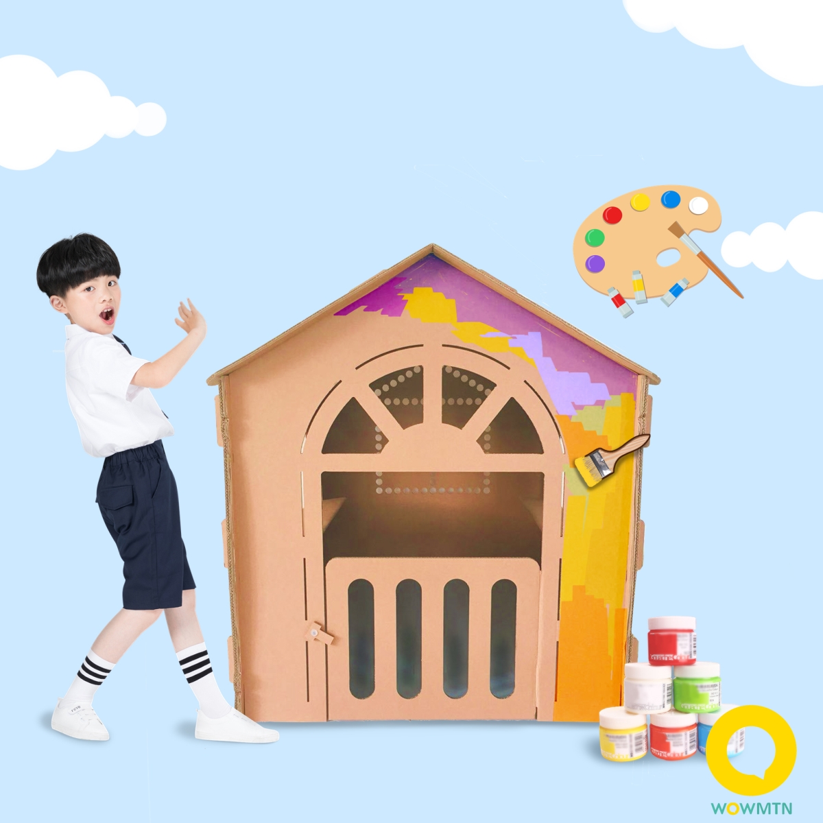 Camp USA Cardboard Kid Playhouse Corrugated Box Play House Dollhouses