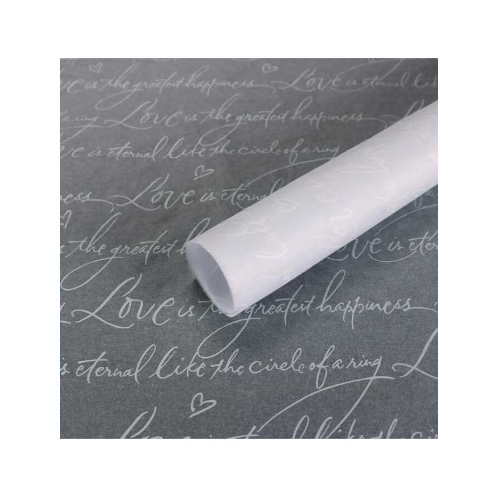 Dispositivo English Words Translucent Flower White Bouquet Lining Wrapping Paper - 30 Piece