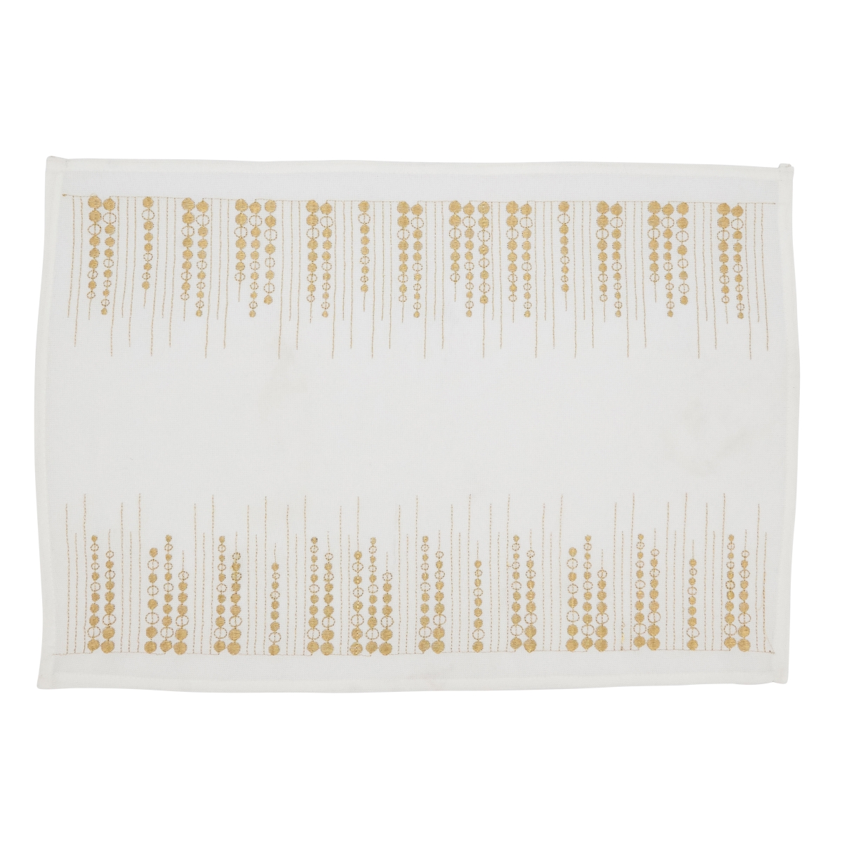 Cookhouse 14 x 20 in. Handcrafted Embroidered Dots Oblong Placemat&#44; Gold - Set of 4