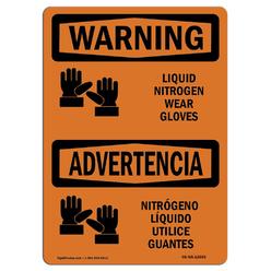 Amistad OSHA Warning Sign - Liquid Nitrogen Wear Gloves Bilingual