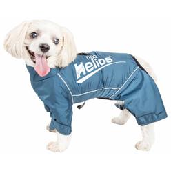 Good Boy Organics Hurricanine Waterproof & Reflective Full Body Dog Coat Jacket with Heat Reflective Technology&#44; Blue - Large