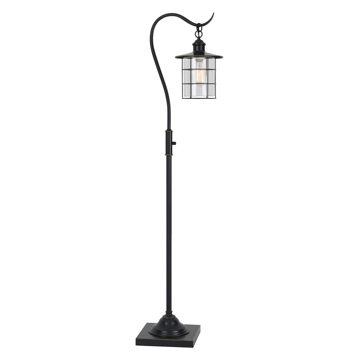 Estallar 60 in. Traditional Shaped Floor Lamp with Bronze Transparent Glass Drum Shade&#44; Bronze