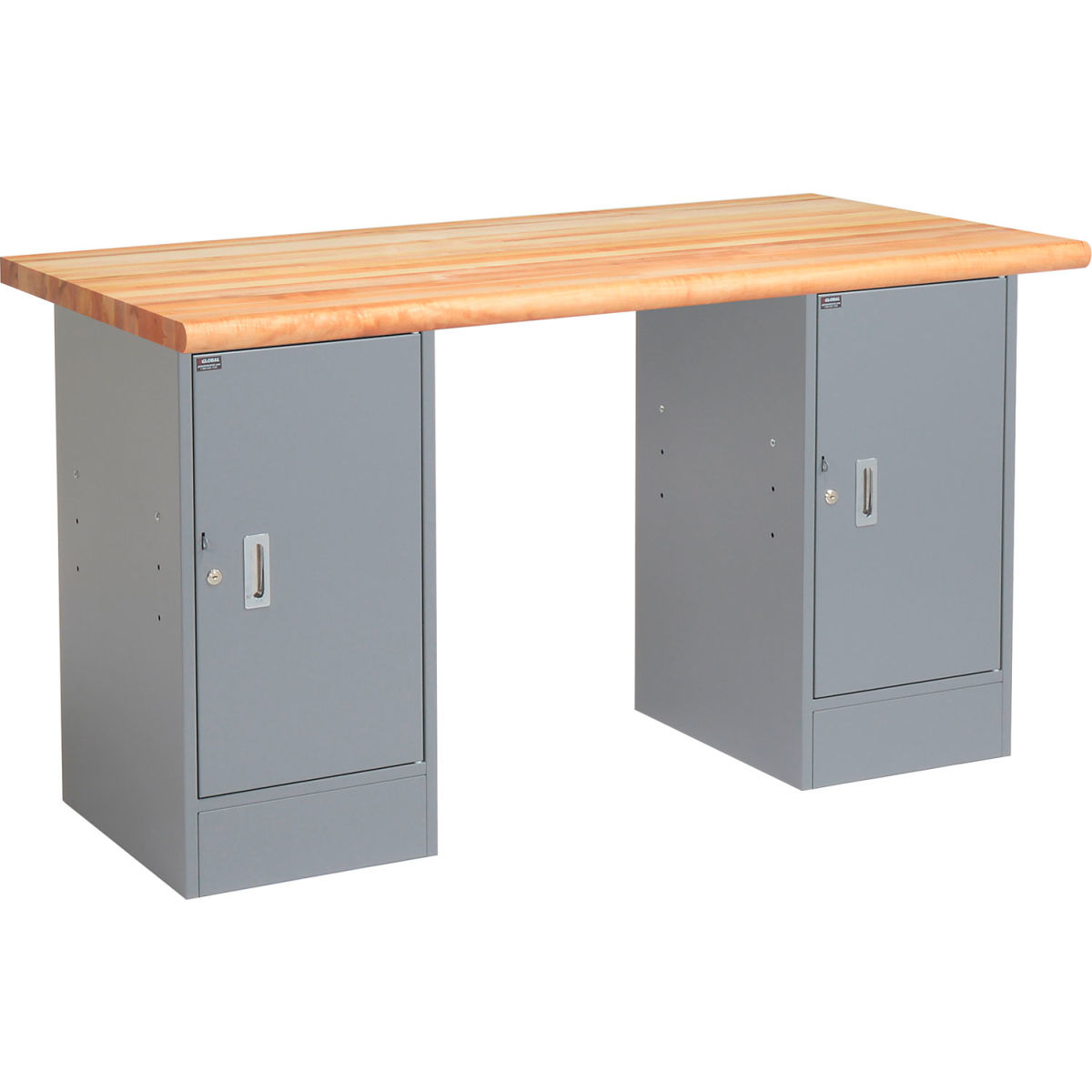 Cromo Pedestal Workbench with 2 Cabinets&#44; Maple Block Safety Edge - Gray - 72 x 30 in.