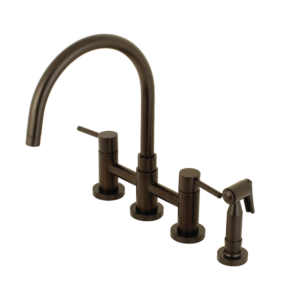LRL 8 in. Concord Centerset Bridge Kitchen Faucet with Brass Sprayer - Oil Rubbed Bronze - 13.44 x 2.31 x 9.13 in.