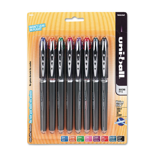 Vertex UBC 0.5 mm Micro Assorted Ink Black Barrel VISION ELITE Stick Roller Ball Pen