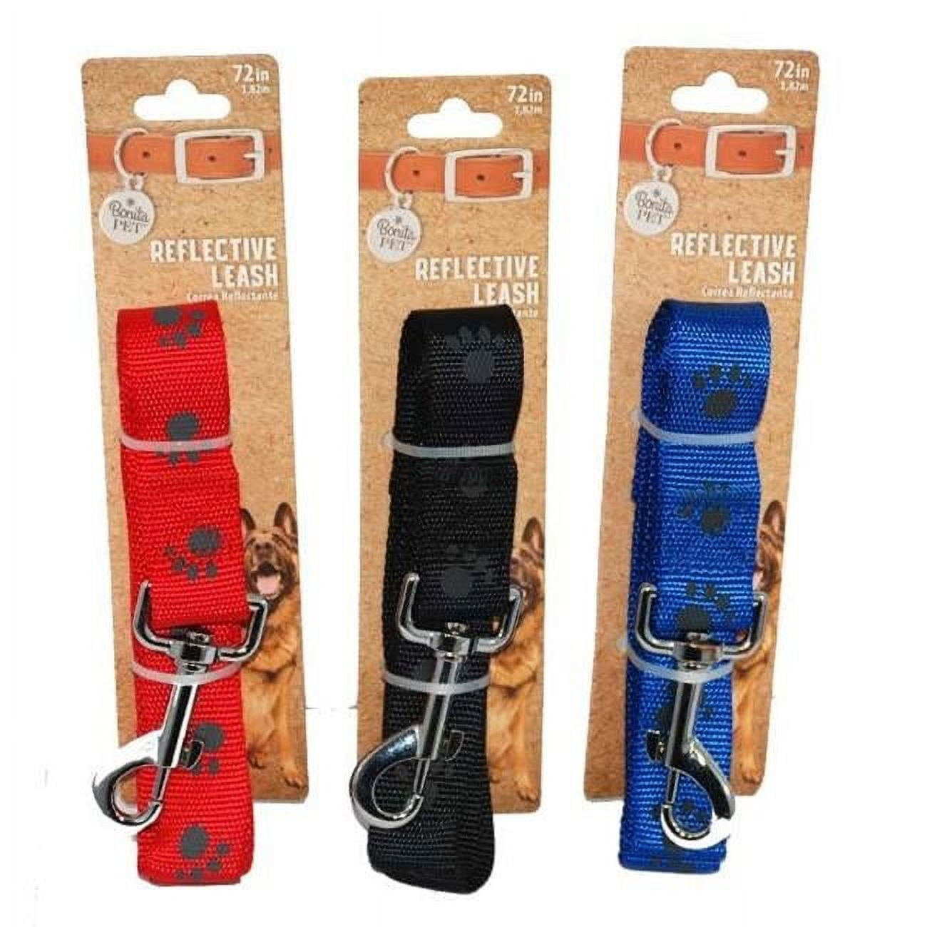 PetPalace Dog Leashes - Assorted Colors  Reflective  72&quot; Case of 96