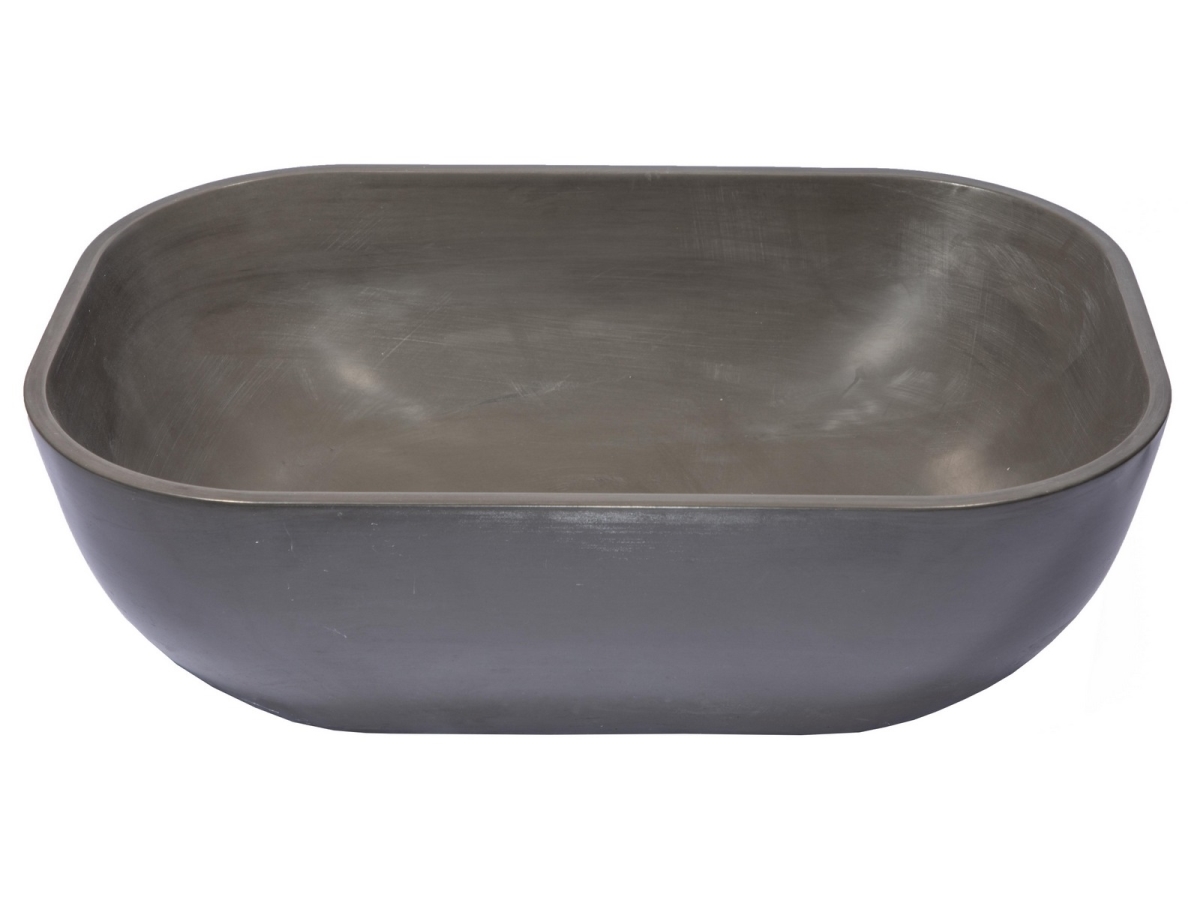 Chesterfield Leather EB-N010CB 5.3 x 12.8 x 18.3 in. Rounded Corners Rectangular Concrete Vessel Sink&#44; Charcoal