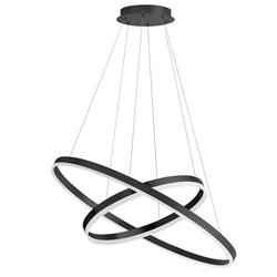 STARBRITE Circulo 97W Chandelier&#44; Matte Black with White Acrylic Diffuser