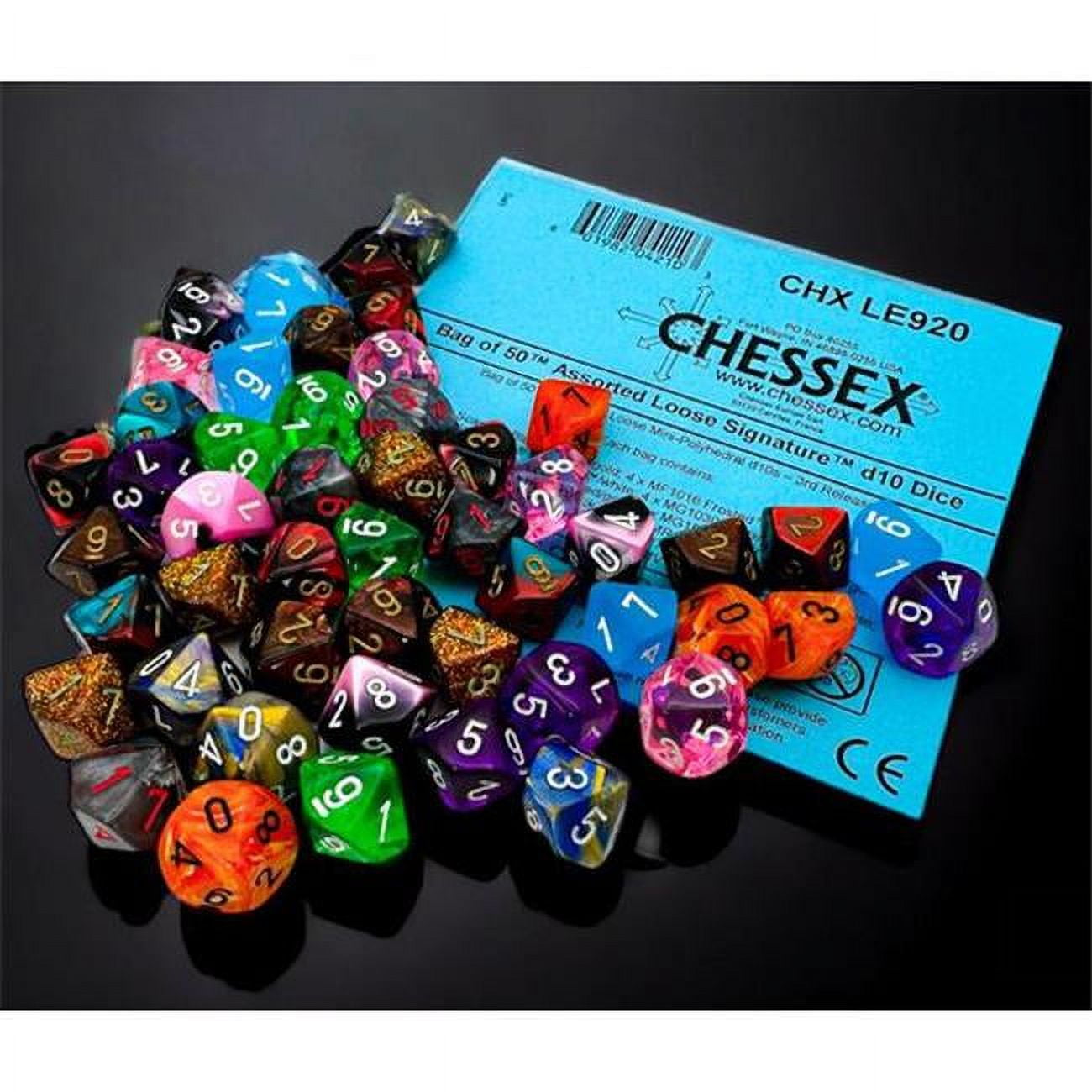 Chessex Manufacturing CHXLE920 Mini Assorted Loose D10s 3rd Release Dice Set - Bag of 50