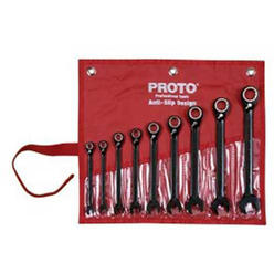 DenDesigns 9 Piece Full Polish Combination Reversible Ratcheting Wrench Set - 12 Point