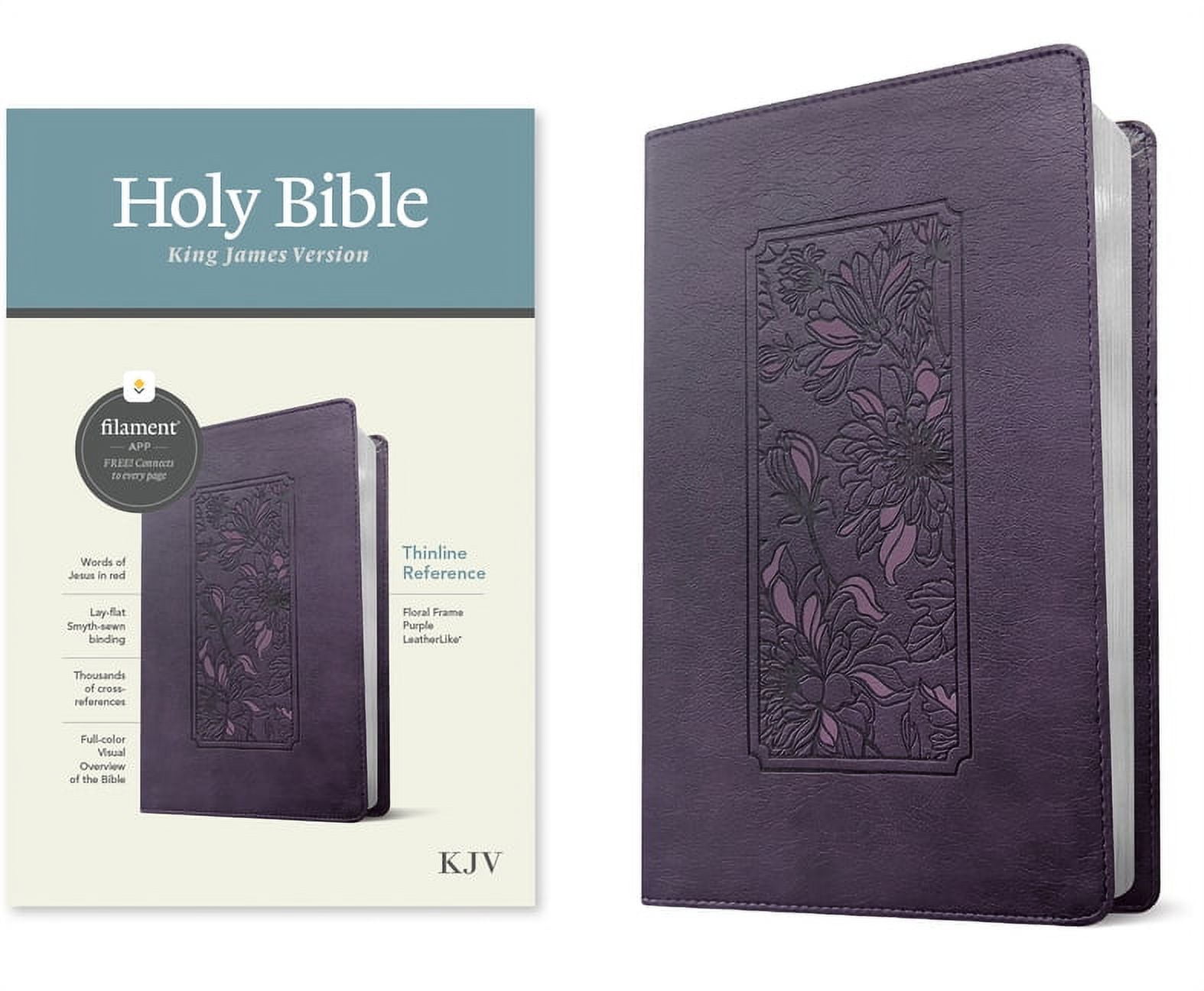 Friends are Forever KJV Thinline Reference Filament Enabled Edition Bible&#44; Floral Frame Purple Leather