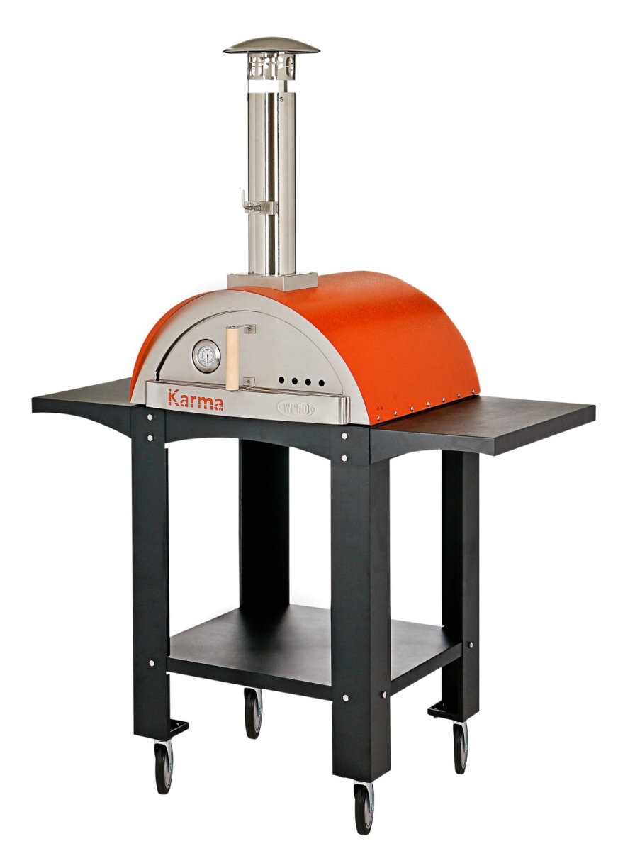 Morder 25 in. Karma Wood Fired Ovens with Stand&#44; Wheels & Side Shelves&#44; Orange