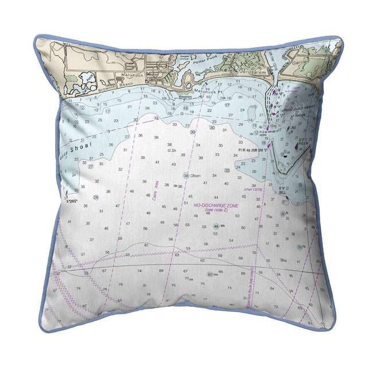 JensenDistributionServices 22 x 22 in. Block Island Sound - Matunuck&#44; RI Nautical Map Extra Large Zippered Indoor & Outdoor Pillow