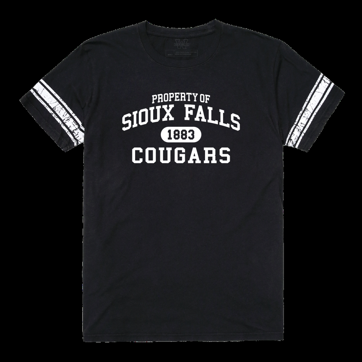FinalFan University of Sioux Falls Cougars Property Football T-Shirt&#44; Black - Extra Large