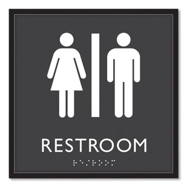 Alfred Music 8 x 8 in. Plastic ADA Sign for Unisex Restroom&#44; Clear & White