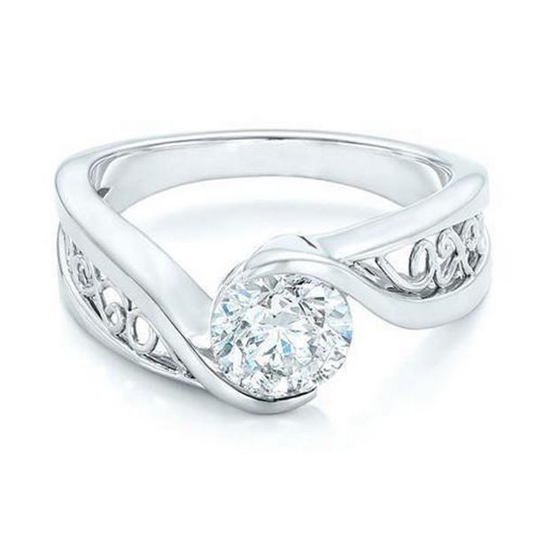 Glitter 1.50 CT Round Diamond Solitaire Engagement Ring&#44; 14K White Gold - Size 6.5