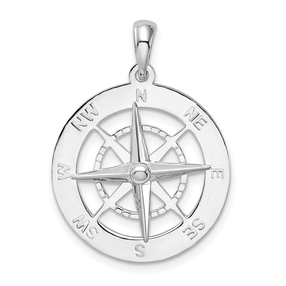 Bagatela 28 mm Sterling Silver Polished Nautical Compass Pendant