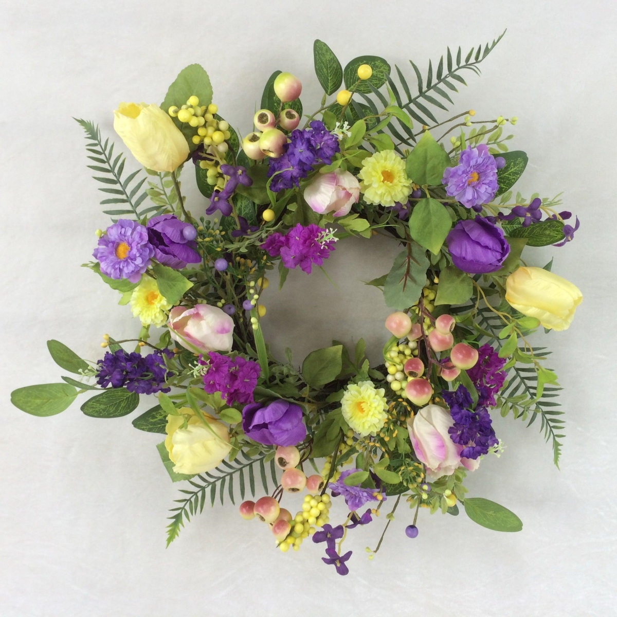 Utensilio AI-FL7111-Q06 Purple & Yellow Flowers with Greenery Wreath - Set of 6