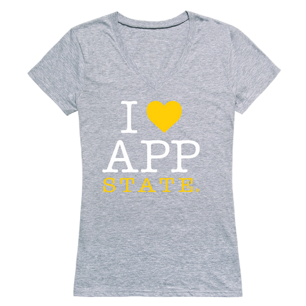 LogoLovers Appalachian State University I Love Women T-Shirt&#44; Heather Grey - Small