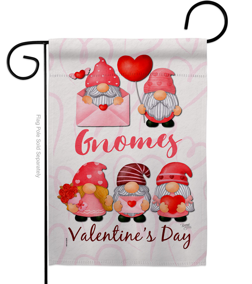 GardenControl Valentines Gnome Greeters Springtime Double-Sided Decorative Garden Flag&#44; Multi Color