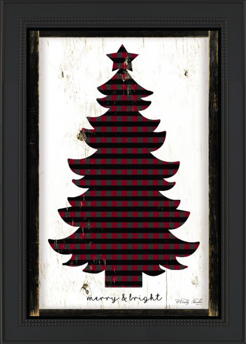 Made4Mansions 12 x 18 in. Merry & Bright Plaid Christmas Tree Photo Frame