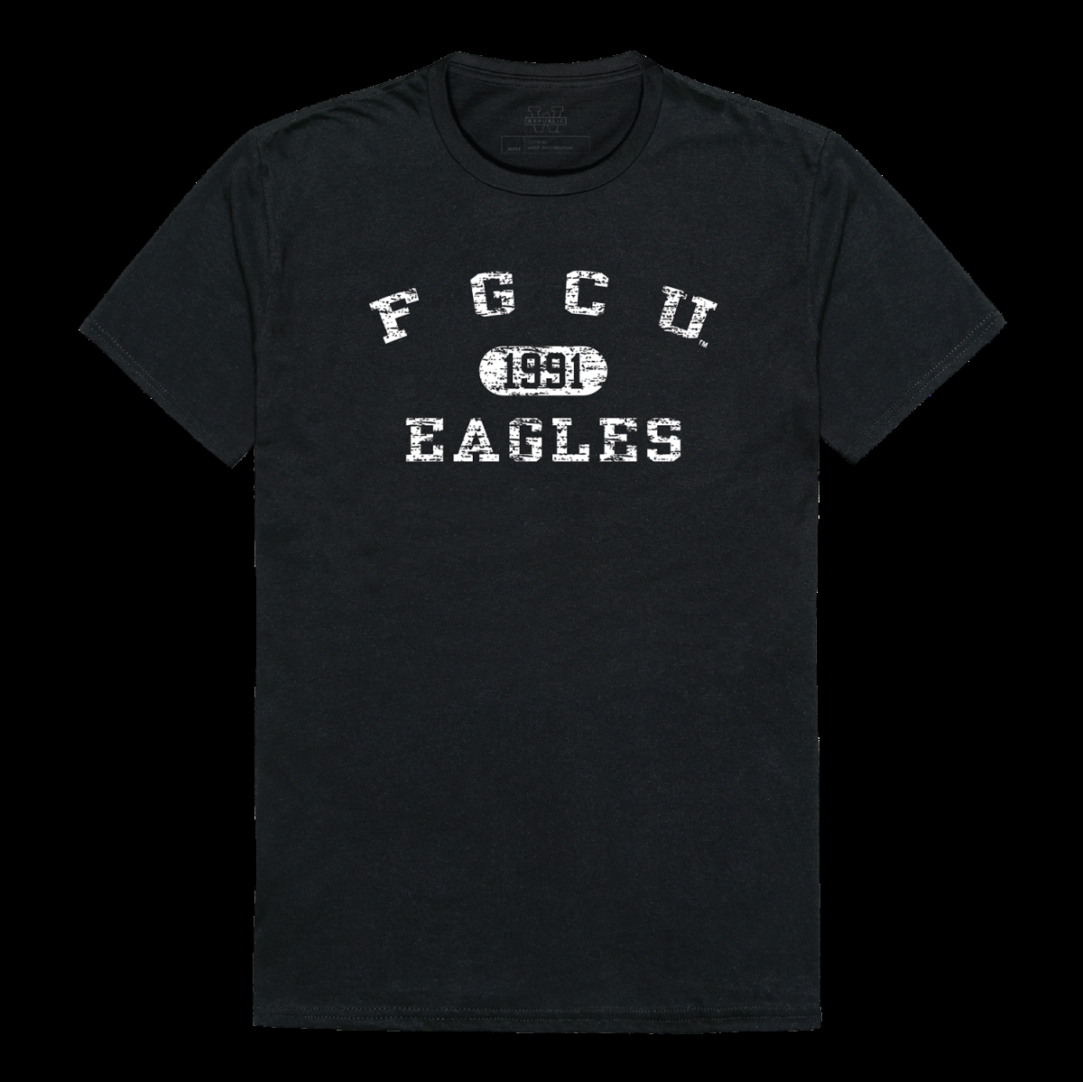 FinalFan Florida Gulf Coast University Eagles Distressed Arch College T-Shirt&#44; Black - Large