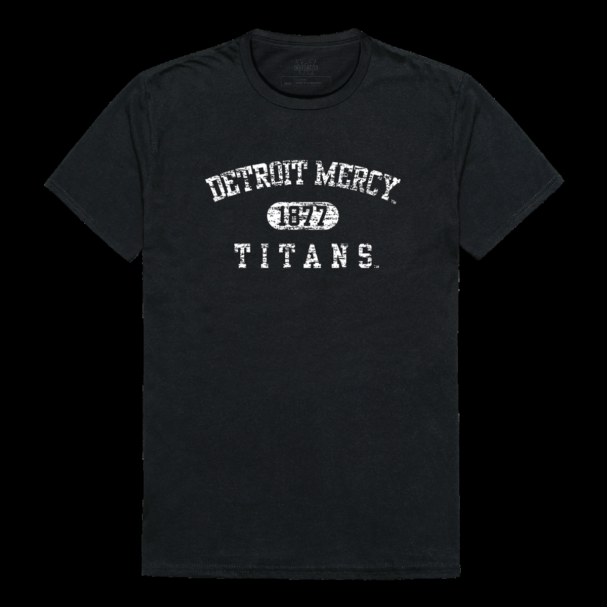 FinalFan University of Detroit Mercy Titans Distressed Arch College T-Shirt&#44; Black - Medium