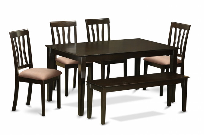 GSI Homestyles 6 Piece Dining Room Table With Bench Set- Kitchen Table With 4 Chairs Plus A Bench