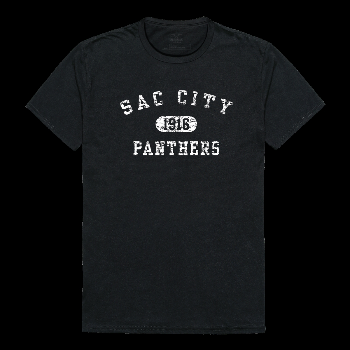 FinalFan Sacramento City College Panthers Distressed Arch T-Shirt&#44; Black - 2XL