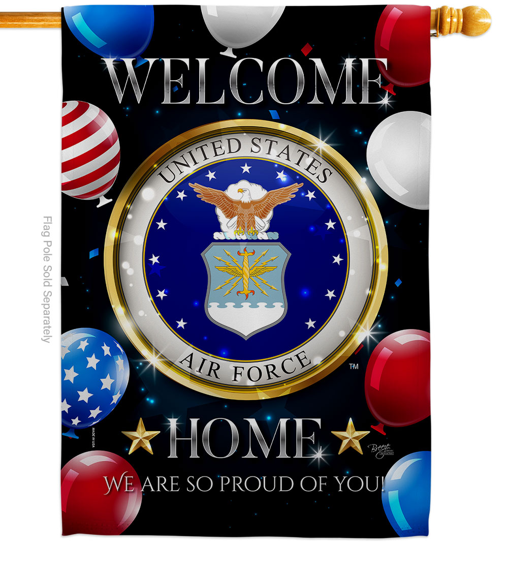 GardenControl 28 x 40 in. Welcome Home Air Force House Flag with Armed Forces Double-Sided Decorative Vertical Flags Decoration Banner Garden
