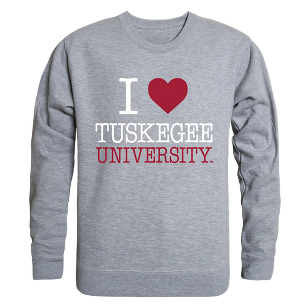 LogoLovers Tuskegee University I Love Crewneck T-Shirt&#44; Heather Grey - 2XL