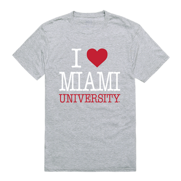 FinalFan Miami University I Love T-Shirt&#44; Heather Grey - 2XL