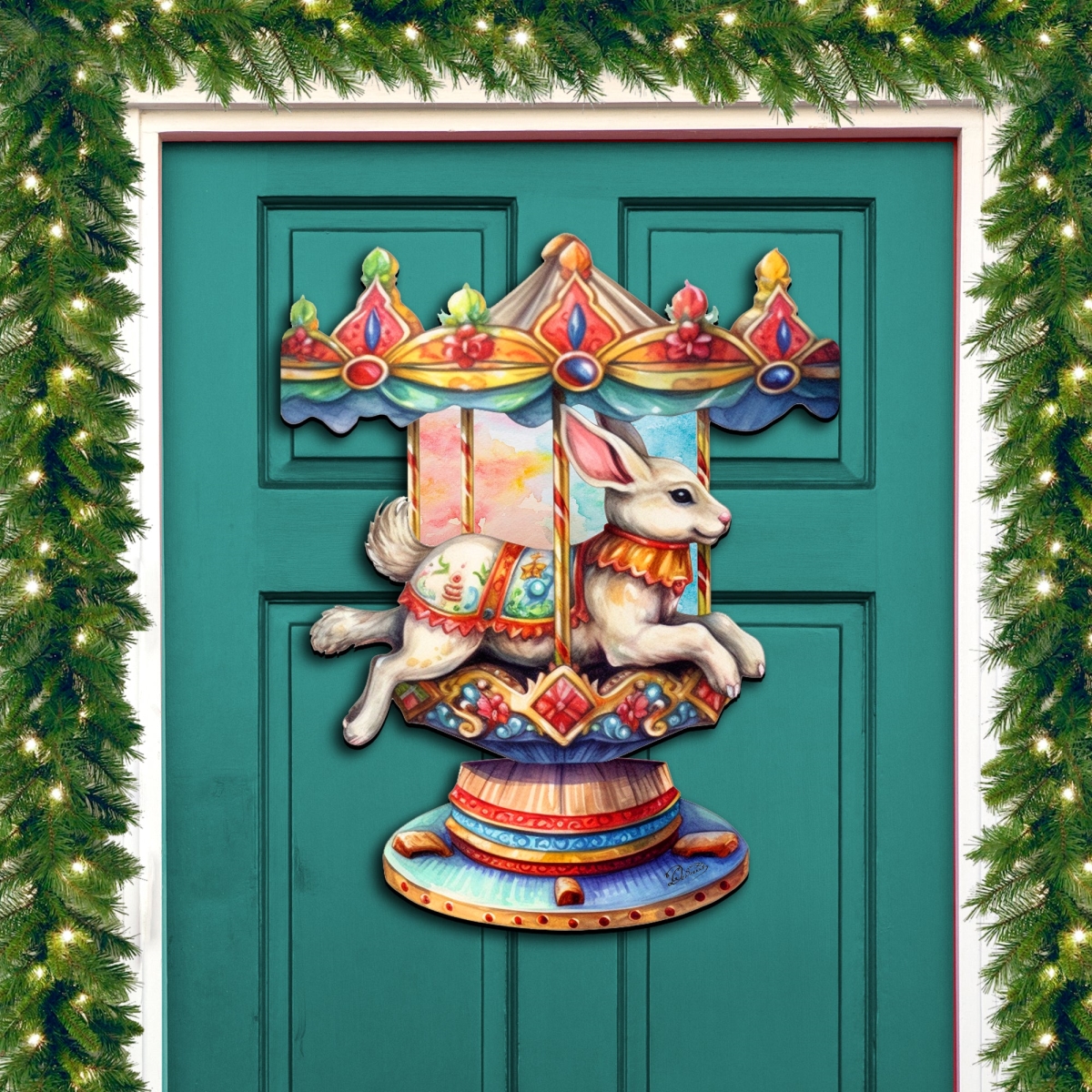 Clean Choice 24 x 18 in. Carousel Bunny Holiday Christmas Door Decor
