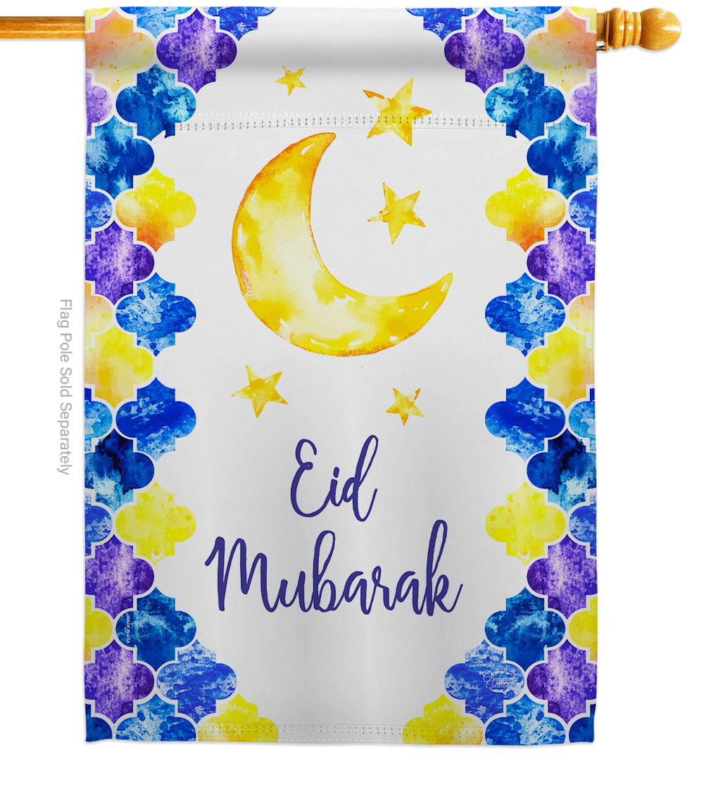 Cuadrilatero 28 x 40 in. Eid Mubarak House Flag with Religious Faith