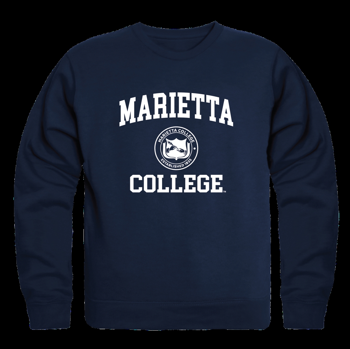 FinalFan Marietta College Pioneers Seal Crewneck Sweatshirt&#44; Navy - Large