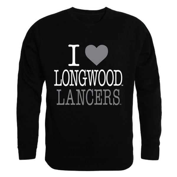 LogoLovers Longwood University I Love Crewneck T-Shirt&#44; Black - Small