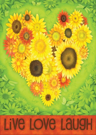 Campo Home Garden  Sunflower Heart House Flag - Green - 28in. x 40in.