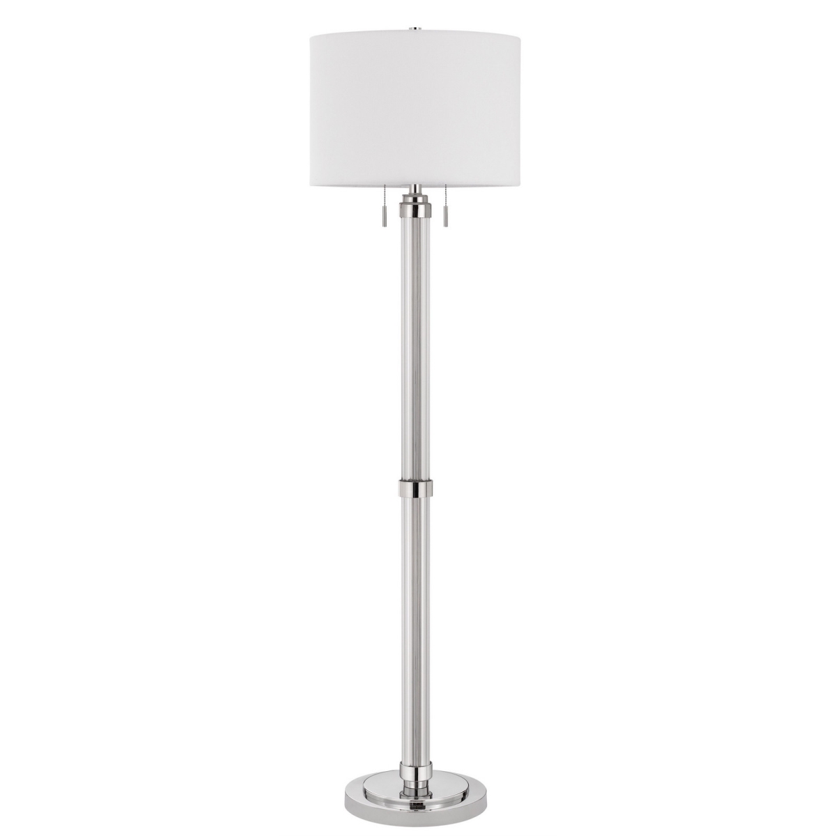 Estallar 60 in. Chrome Two Light Traditional Shaped Floor Lamp with White Rectangular Shade