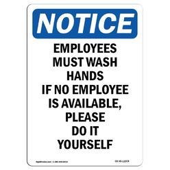 Amistad 7 x 10 in. OSHA Notice Sign - Employees Must Wash Hands If No Employee